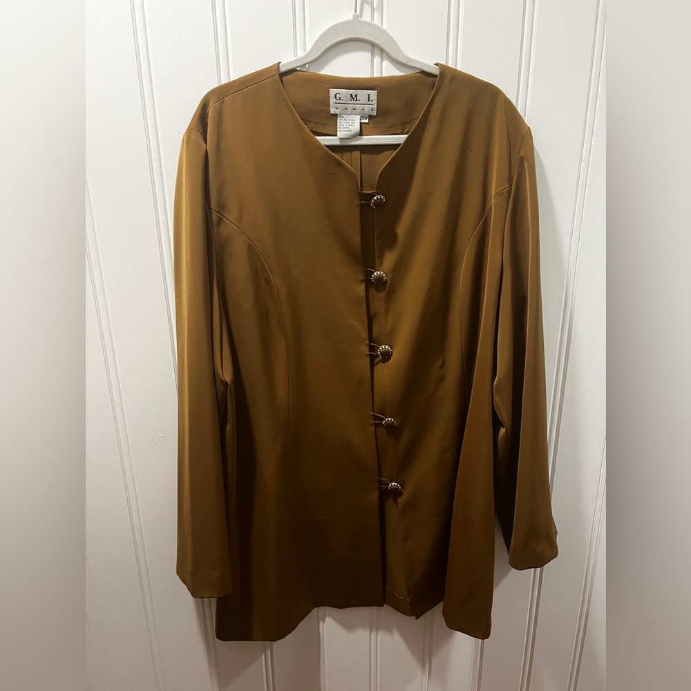 Brown Vintage Button-Up Blouse
